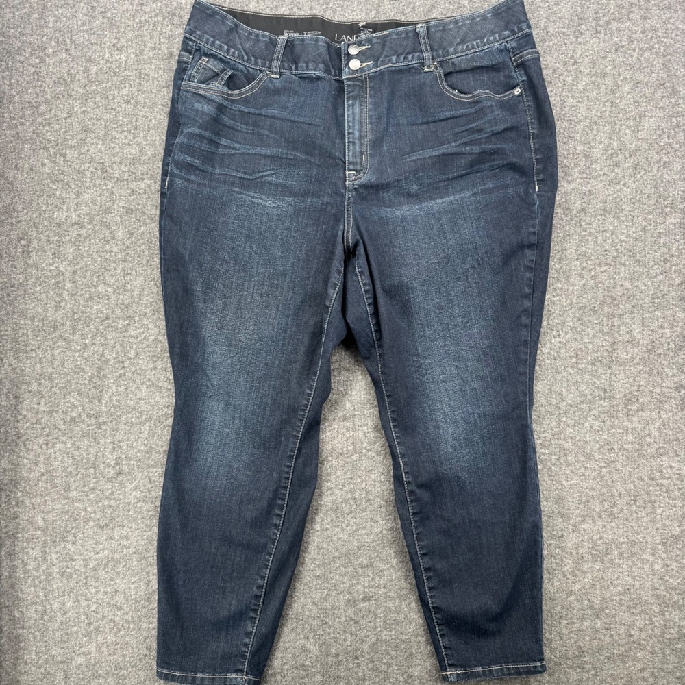 Lane Bryant High Rise Skinny Jeans Dark Wash Tighter Tummy Technology 22 Short